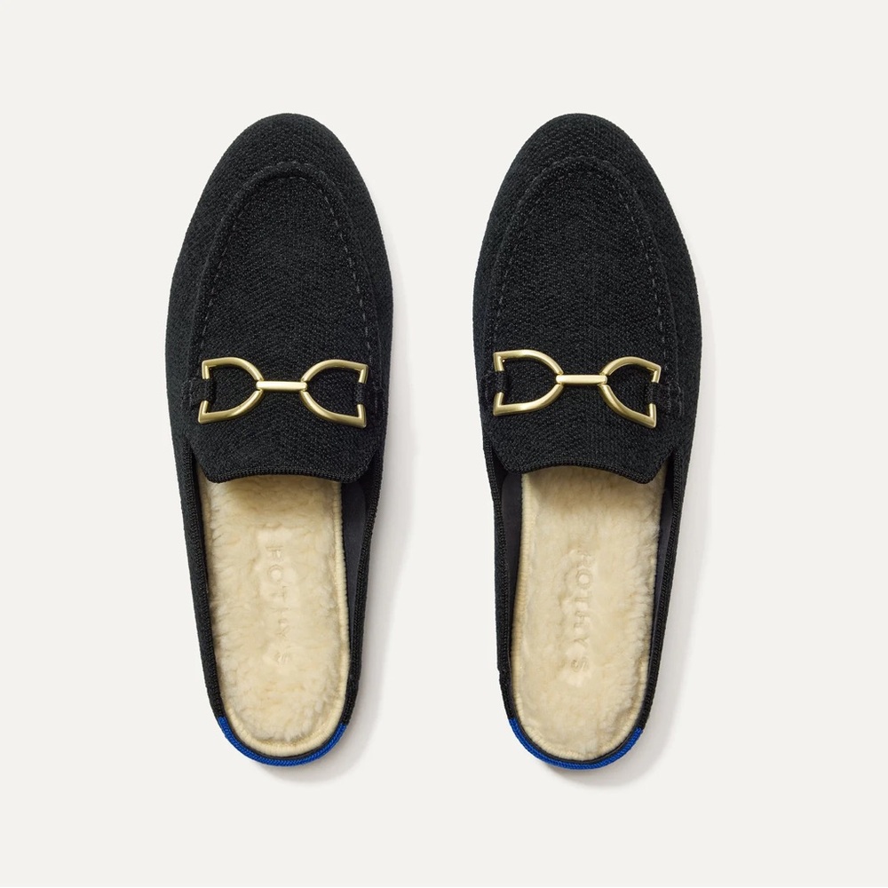 Rothy’s The ReVelvet™ Cozy Bit Loafer Mule in ReVelvet™ Black size 10.5 new!!